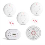 Firexo fxo Interlinked Optical Smoke Alarm, Heat Alarm & Carbon Monoxide Alarm Bundle - x1 Wireless Heat, x3 Optical Smoke & x1 CO Detector - Fire Alarms Multipack with 10 Year Tamper Proof Battery