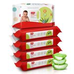 LuvLap Moisturising Wet Wipes with Lid for Baby Skin, Enriched with Aloe Vera, Vitamin E & Chamomile Extract, pH Balanced, Dermatologically Safe, Paraben & Sulphate Free, 72 Wipes, Pack of 5