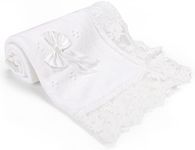 Baptism Christening Gifts for Girls Boys Baby Blanket White Lace Knitted Crochet Towel Receiving Blankets for Neutral Newborns Toddler