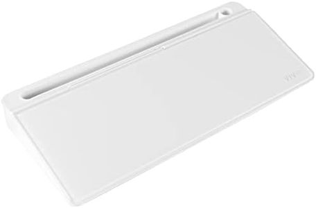 VIVO Glass 16 x 7 inch Dry Erase Board with Storage, Desktop Whiteboard Organizer with Hidden Compartments and Device Slot, DESK-WB16A