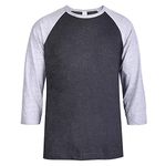 TOP PRO Men's 3/4 Sleeve Casual Raglan Jersey Baseball Tee Shirt, Burgundy/Charcoal, XX-Large