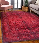 DAPHNE HOME DECOR Machine Washable Area Rugs For Kitchen, Bedroom, Dining Room and Living Room Non Slip Area Rugs | Soft Short Pile | Kid Pet Friendly Rug (Red - Terrarossa, 160X230 CM)