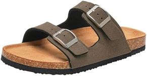 Torotto Kids Sandals Boys Girls Slide Summer Non-slip Cork Glitter Toddler Slippers with Adjustable Straps for Indoor & Outdoor(Soft Brown-39)
