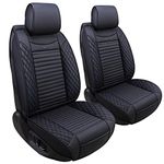 Aierxuan Front Seat Covers Waterproof Leather Universal Fit for Toyota Corolla Honda Ford Jeep Wrangler Liberty Renegade Compass Cherokee Mitsubishi Outlander Evolucion (2 Pcs Front/Black)