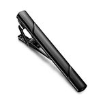 Minimalist Metal Tie Clips for Men Tie Bar Clip Necktie Pinch Clip Clasp Clamp for Business Wedding Party Casual or Formal Occasions(Black)