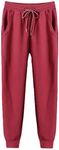 Flygo Men's Workout Running Active Joggers Pants Casual Cotton Closed-Bottom Sweatpants (Wine Red, X-Large)