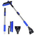 44" Snow brush and Ice Scraper with Telescoping Foam Grip for Car Truck SUV, Light Weight and Extreme Durable, Blue