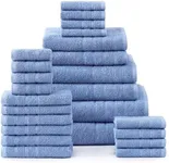 Casa Platino 24 Piece 100% Cotton Towel Set, 2 Bath Sheets, 2 Large Bath Towels(30"x 60"), 2 Gym Toewls(24"x 48"), 6 Hand Towels, 8 Washcloths & 4 Fingertip Towels, Bathroom Towels Set- Allure