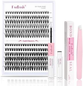 DIY Lash Extension Kit Lash Bond and Seal Cluster Lashes D Curl 240 Pcs with Lash Tweezers for Eyelash Extension Kit at Home Individual Lashes Kit Easy to Apply Eyelash Kit (30D+40D Kit, 8-16mm)