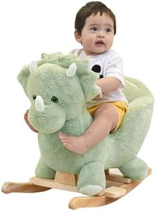 Rock My Baby Rocking Horse Green Dinosaur with Chair, Plush Stuffed Animal Rocker for Toddlers 1-3, Baby Rocker with Sweet Music, Wooden Rocking Horse Baby Animal Rocker,CPC Certified