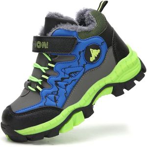 Foryo Zapatos de invierno para niños, botas de senderismo, botas de nieve, zapatos de trekking para niños, cálidos, botas de senderismo para exteriores, verde, 35 EU Schmal