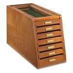 CASTLECREEK Collector's Cabinet Display Case for Collectibles, Wood 7-Drawer Storage Organizer Oak