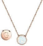 CIUNOFOR Rose Gold Plated Alphabet Opal Pendant Necklace Round Disc Initial Necklace Engraved Letter Necklace with Adjustable Chain Pendant Enhancers for Women and Girls Fashion Style Jewerly,