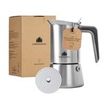 Groenenberg Moka Pot Induction| Espresso maker 6 Cup (300ml) incl. reducer filter I Stainless steel I Stovetop Moka pot + replacement seal