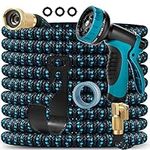 Expandable Garden Hose 100FT with 10 Function Nozzle and 3/4 inch Solid Brass Fittings Durable 3-Layers Latex Lightweight & No-Kink Flexible Water Hose