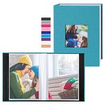 Ywlake Photo Album 4x6 50 Pockets 2 Packs, Small Mini Capacity Linen Photo Album Bulk Sets, Each Pack Holds 50 Top Loader Vertical Only Picture for Kids Boy Girls Teal