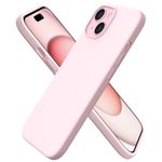 ORNARTO Compatible with iPhone 15 Case 6.1", Slim Liquid Silicone 3 Layers Full Covered Soft Gel Rubber 15 iPhone Case Cover 6.1 inch-Pink