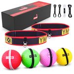 YMX BOXING Ultimate Training Ball Set - 4 Reaction Ball Plus 2 Adjustable Headband, Great for Reflex, Timing, Accuracy, Focus and Hand Eye Coordination Training for Boxing, MMA