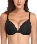 Deyllo Bra Push Up Lace, Black, 36C, Everyday