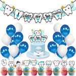 ZYOZIQUE 37 Pcs -I Got My First Tooth Decoration/First Tooth Decoration/First Tooth Decoration Items For Baby/My First Tooth Decoration/-Colour Blue, Birthday Balloons