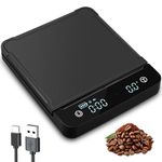 Proster Digital Coffee Scale with Timer and Automatic Tare Mini Digital Pocket Scale 0.1-3000g Touch Sensor and Thermal Protection Pad Rechargeable Kitchen Scale-Black