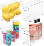 Snazzy Tall Plastic Kitchen Food Storage Bin with Handles - Organizer Bins for Pantry, Cabinet, Refrigerator or Freezer - Containers and Baskets for Food, Drinks, and Snacks - 2 Pack - Clear