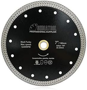SHDIATOOL 7 Inch Mesh Turbo Diamond Blade for Granite Marble Ceramic Tile Brick