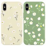 Foonary 2 Pack Floral Print Phone Case Compatible with iPhone X/XS 5.8", Ultra Slim Fit Soft TPU Silicone with Flower Design Aesthetics Pattern, Shockproof Bumper Protector Matte Cover