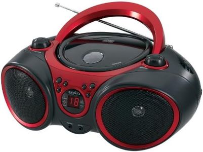 JENSEN CD-490 Portable Stereo CD Player with AM/FM Radio and Aux Line-In, Red and Black