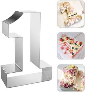 ZADE 8 Inch 304 Stainless Steel Large Size Number Cake Mousse Mold Number 1 Tiramisu Cheesecake Mold Cookie Cutter Bakeware 3D Cake Baking Pan for Birthday and Baking, Party