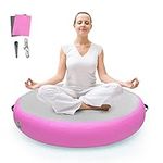 SUDOO MILLION STAR 1M Round Inflatable Tumbling Mat, 20cm Thick Gymnastics Tumbling Mat Inflatable Gymnastics Mat, Tumble Track Gym Mat Home Use/Training/Cheerleading/Yoga/Water Fun (Pink)