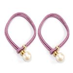 Turbokey 2 PCS Curtain Ropes Tiebacks Faux Pearl Beaded Drapery Holdbacks Curtain Rope Tiebacks Curtain Drapery Holdbacks with Fasten Ring Decorative Drapes Weave Holdbacks for Window Décor (Purple)