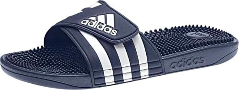 adidas Unisex-Adult Adissage, Dark Blue/White/Dark Blue, 6 Women/5 Men