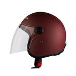 Steelbird SBH-56 Retro ISI Certified Open Face Helmet for Men and Women (Large 600 MM, Matt Maroon)