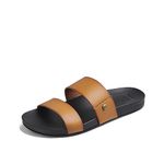 Reef Womens Sandals Vista | Vegan Leather Slides for Women With Cushion Bounce Footbed, Cognac Black, 8