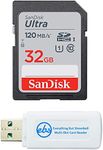 SanDisk 32GB SDHC SD Ultra Memory Card Class 10 Works with Sony Cyber-Shot DSC-W800, W830, W810 Digital Camera (SDSDUN4-032G-GN6IN) Bundle with 1 Everything But Stromboli Multi-Slot Card Reader