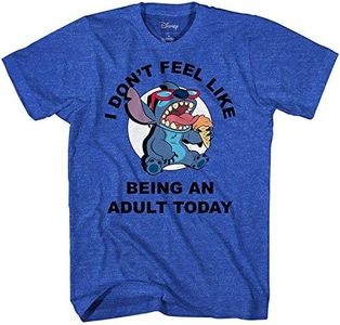 Disney Lilo and Stitch Don't Feel Like Being an Adult Tee Funny Humor Disneyland Graphic Adult T-Shirt(XL, Heather Royal)