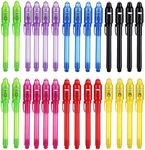 SCStyle Invisible Ink Pen 28Pcs Latest Spy Pen with UV Light Magic Spy Marker Kid Pens for Secret Birthday Message Party,Writing Secret Information Easter Day Halloween Christmas Party Bag Gift