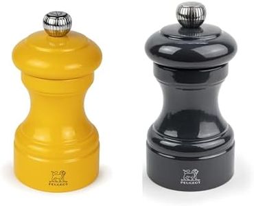 Peugeot Bistro Pepper and Salt Mill Set, 4in - Essential Kitchen Tools with Adjustable Grinding Precision, Beechwood Mills - Enhance Flavors in Everyday Cooking (Saffron/Slate)