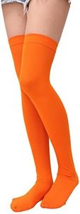 FELIZHOUSE Thigh High Socks Extra Long Sock for Women Girls Over Knee High Boot Opaque Stockings Halloween Costume, 1 Orange, One Size