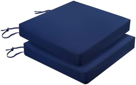 2 Set Patio Chair Cushion 48cmx48cm Waterproof Outdoor Seat Cushions for Patio Furniture 3-Year Color Fastness Garden Sofa Couch Chair Pads with Handle and Adjustable Straps (Navy Blue)