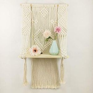 Handmade Macrame Wall Hanging Shelf Boho Indoor Rope Plant Hanger Holder Rope Plant Hanger (Style 4)