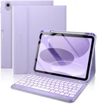 typecase Folio Keyboard Case for iPad 10th Generation 2022 (10.9"), 7-Color Backlit, Magnetic Wireless Detachable, Thin & Light, Pencil Holder, Light Purple