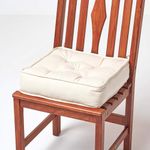 HOMESCAPES Cream Dining Chair Booster Cushion Large Firm 40 cm Square Seat Pad with Supportive 10 cm Thick Lift Luxury Soft Touch Cotton Cushion For The Elderly, Post-Operative and Pregnancy