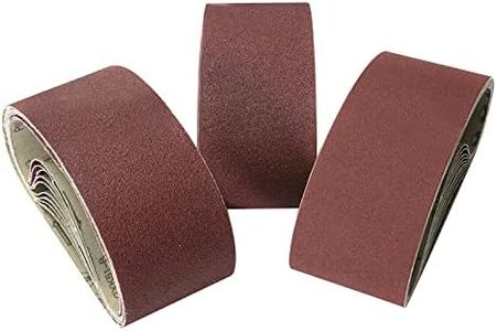 10Packs 100 x 610mm Sanding Belt 4" x 24" Portable Aluminium Oxide Sander Belts 80 120 180 Assorted Grit for Wood Grinding(4pcs 80Grit, 3pcs 120Grit, 3pcs 180Grit)