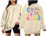 Sister Sweatwhirt for Women Cool Sister Club Letter Print Big Sister Announcement Sweatwhirts Pullover Tops, Apricot, Medium