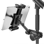 Jubor Tablet Mic Stand Holder, Tablet Mount for Microphone Stand, 360° Swivel Mic Music Stand Phone Holder Compatible with iPad, iPad Pro, iPad Air Mini And All Smartphone 4.7-12.9 Inches