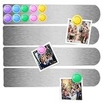 Frameless Magnetic Stainless Iron Board Strips Magnetic Bulletin Bar Board Memo Strip with 10 Pieces Colorful Magnet for School Office Home 4Pcs