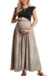 OUGES Women Maternity Dresses Clothes 2024 Summer Floral Maxi Casual Long Fashion Photoshoot Dress with Pockets(Floral A,XXL)