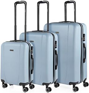 ITACA - Maletas de Viaje Juego Maletas 4 Ruedas - Juego de Maletas de Viaje - Juego Maletas de Viaje Ligeras. Candado de combinacion, Azul Claro